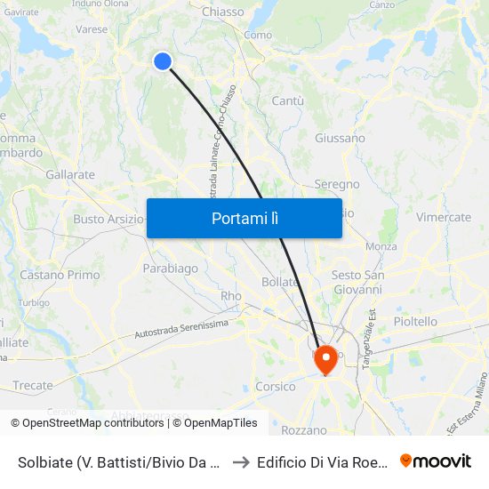 Solbiate (V. Battisti/Bivio Da Albiolo) to Edificio Di Via Roentgen map