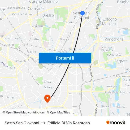 Sesto San Giovanni to Edificio Di Via Roentgen map