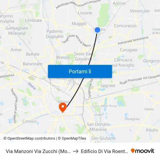 Via Manzoni Via Zucchi (Monza) to Edificio Di Via Roentgen map