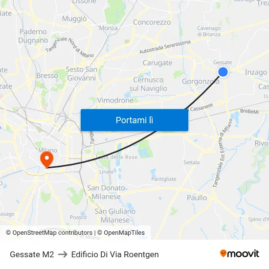 Gessate M2 to Edificio Di Via Roentgen map