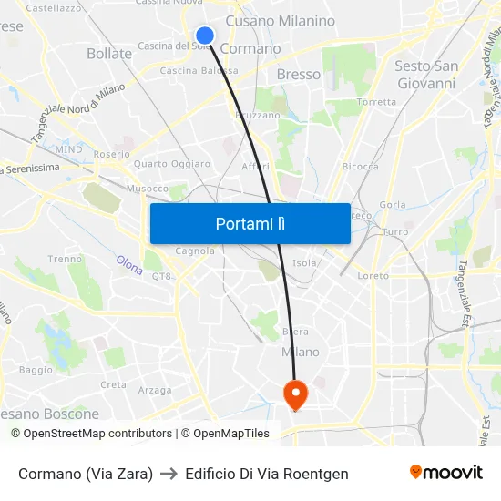 Cormano (Via Zara) to Edificio Di Via Roentgen map