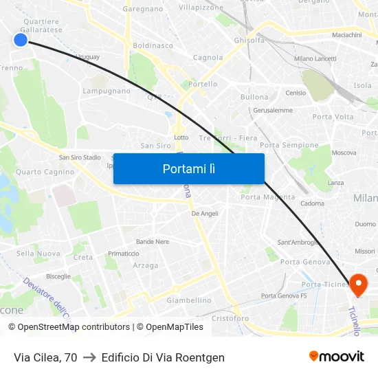 Via Cilea, 70 to Edificio Di Via Roentgen map