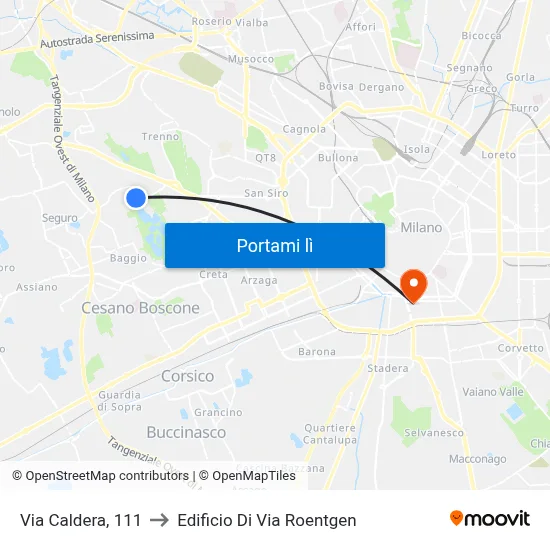 Via Caldera, 111 to Edificio Di Via Roentgen map