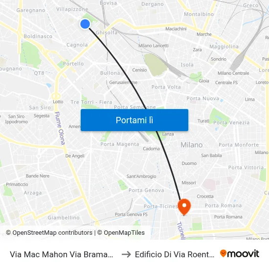 Via Mac Mahon Via Bramantino to Edificio Di Via Roentgen map