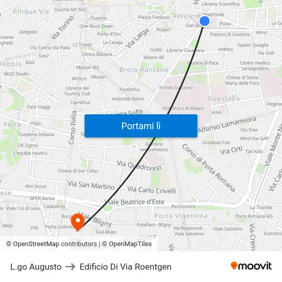 L.go Augusto to Edificio Di Via Roentgen map