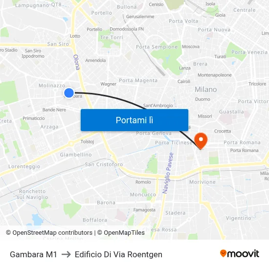 Gambara M1 to Edificio Di Via Roentgen map