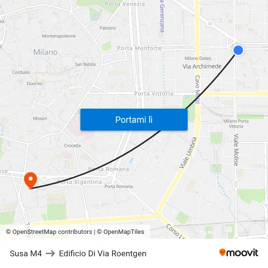 Susa M4 to Edificio Di Via Roentgen map