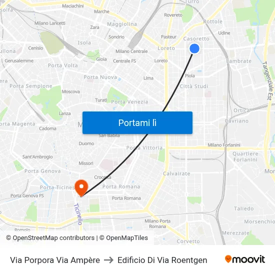 Via Porpora Via Ampère to Edificio Di Via Roentgen map