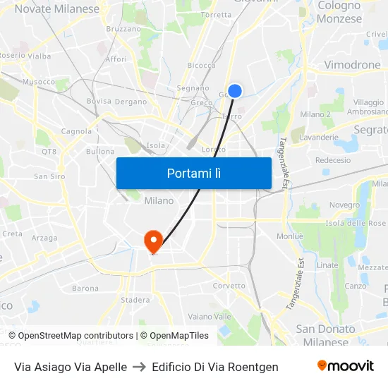 Via Asiago Via Apelle to Edificio Di Via Roentgen map