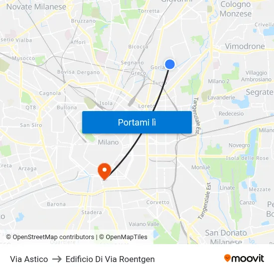 Via Astico to Edificio Di Via Roentgen map
