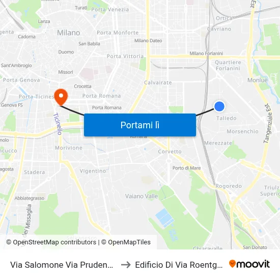 Via Salomone Via Prudenzio to Edificio Di Via Roentgen map