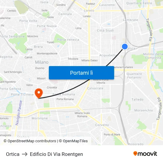 Ortica to Edificio Di Via Roentgen map
