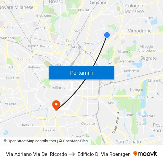Via Adriano Via Del Ricordo to Edificio Di Via Roentgen map