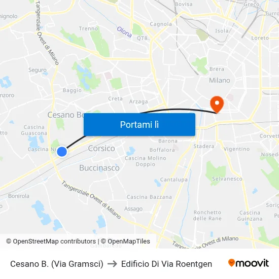Cesano B. (Via Gramsci) to Edificio Di Via Roentgen map