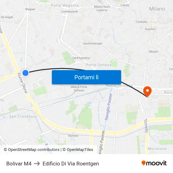 Bolivar M4 to Edificio Di Via Roentgen map