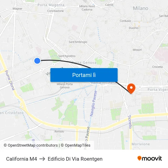 California M4 to Edificio Di Via Roentgen map