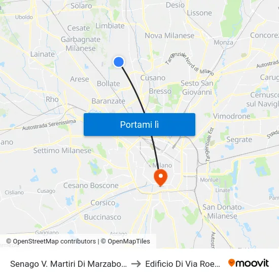 Senago V. Martiri Di Marzabotto, 81 to Edificio Di Via Roentgen map