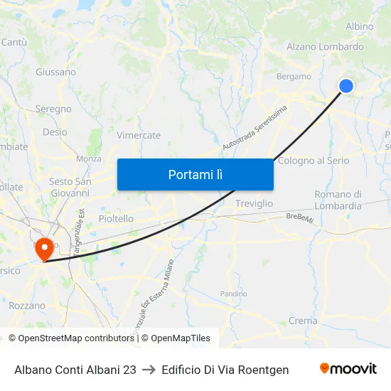 Albano Conti Albani 23 to Edificio Di Via Roentgen map