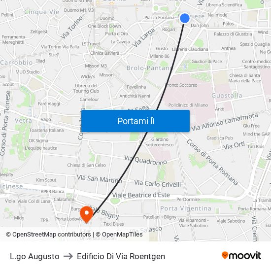 L.go Augusto to Edificio Di Via Roentgen map