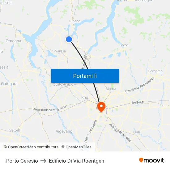 Porto Ceresio to Edificio Di Via Roentgen map