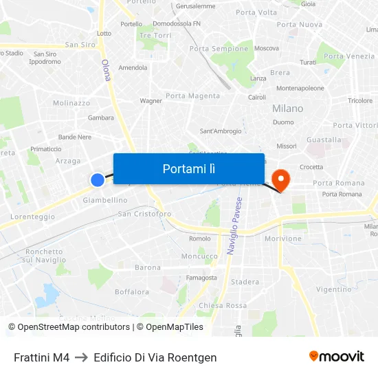 Frattini M4 to Edificio Di Via Roentgen map