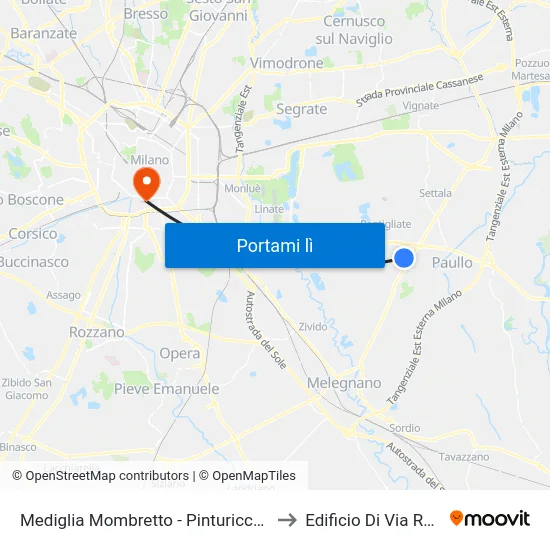 Mediglia Mombretto - Pinturicchio/Terracini to Edificio Di Via Roentgen map