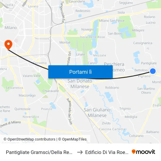 Pantigliate Gramsci/Della Repubblica to Edificio Di Via Roentgen map