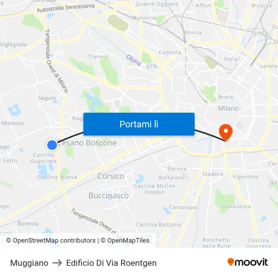 Muggiano to Edificio Di Via Roentgen map