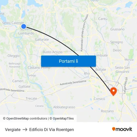 Vergiate to Edificio Di Via Roentgen map