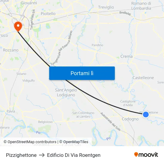 Pizzighettone to Edificio Di Via Roentgen map