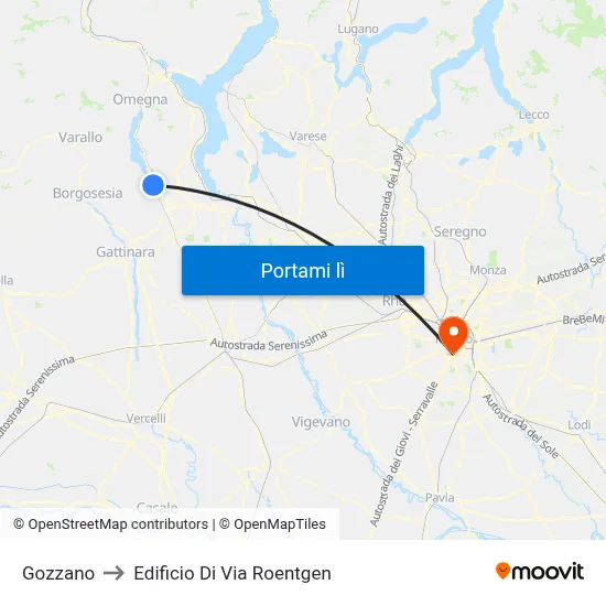 Gozzano to Edificio Di Via Roentgen map