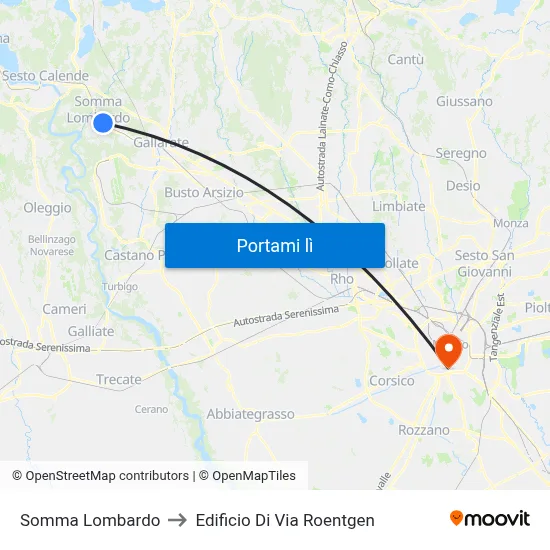 Somma Lombardo to Edificio Di Via Roentgen map