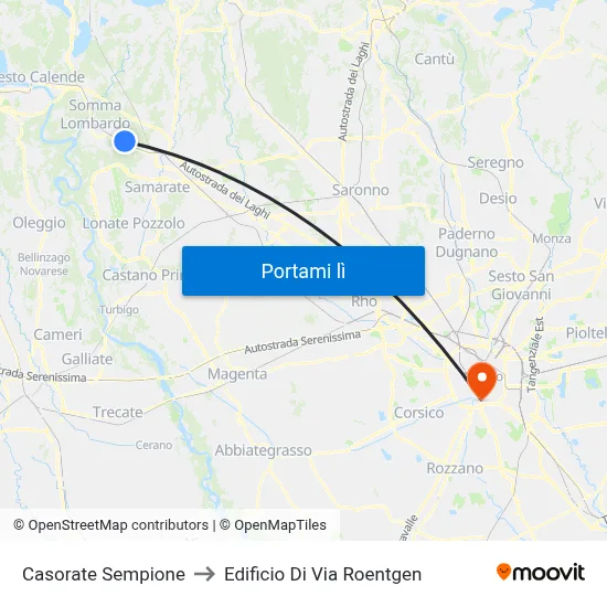 Casorate Sempione to Edificio Di Via Roentgen map