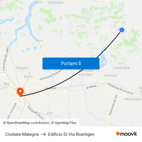 Cividate-Malegno to Edificio Di Via Roentgen map