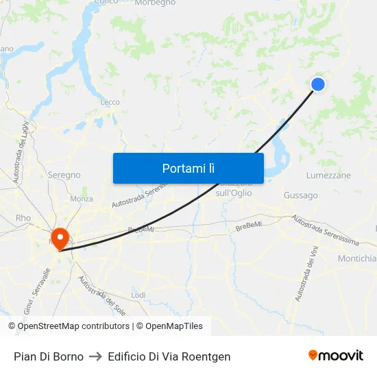Pian Di Borno to Edificio Di Via Roentgen map
