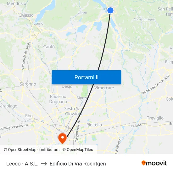 Lecco - A.S.L. to Edificio Di Via Roentgen map