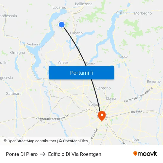 Ponte Di Piero to Edificio Di Via Roentgen map