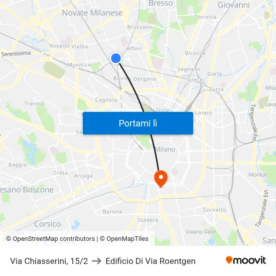 Via Chiasserini, 15/2 to Edificio Di Via Roentgen map