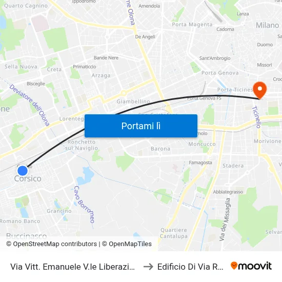 Via Vitt. Emanuele V.le Liberazione (Corsico) to Edificio Di Via Roentgen map