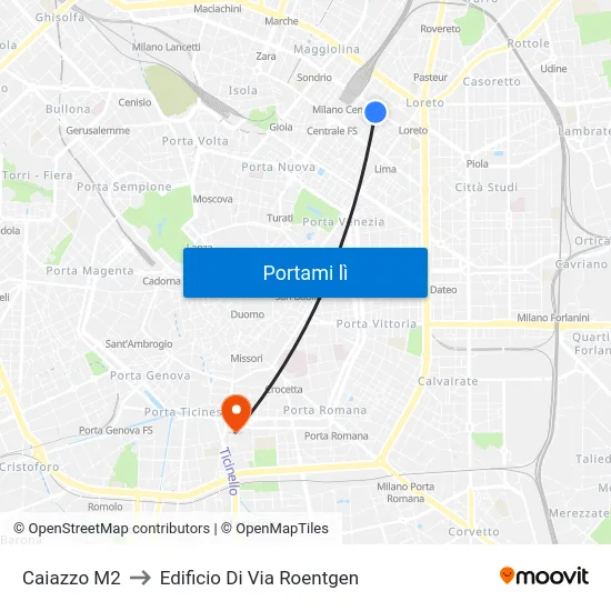 Caiazzo M2 to Edificio Di Via Roentgen map
