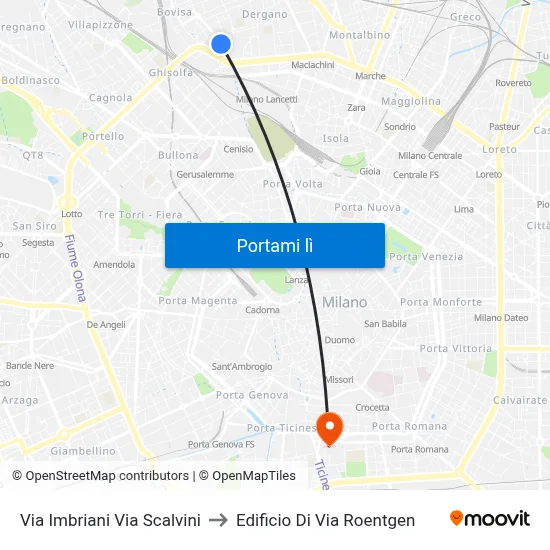 Via Imbriani Via Scalvini to Edificio Di Via Roentgen map
