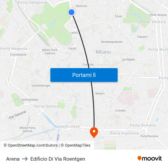 Arena to Edificio Di Via Roentgen map