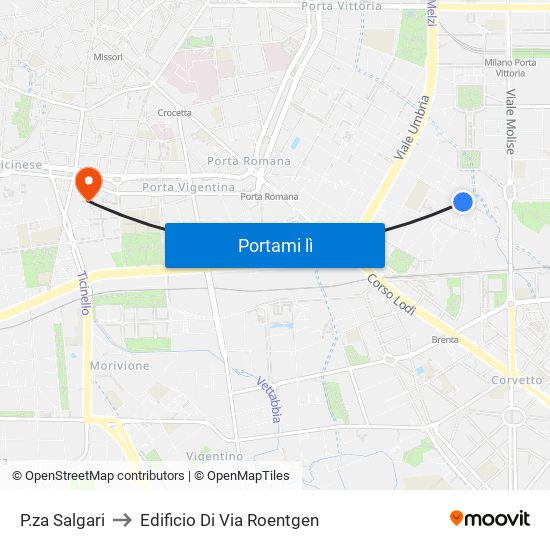 P.za Salgari to Edificio Di Via Roentgen map