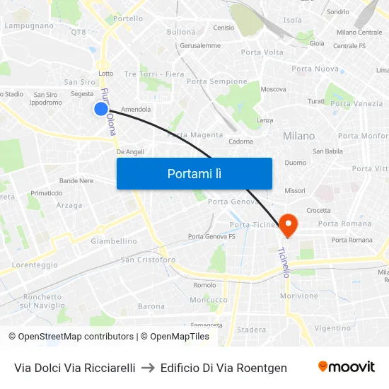 Via Dolci Via Ricciarelli to Edificio Di Via Roentgen map