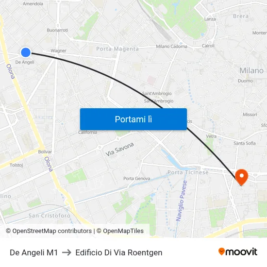 De Angeli M1 to Edificio Di Via Roentgen map