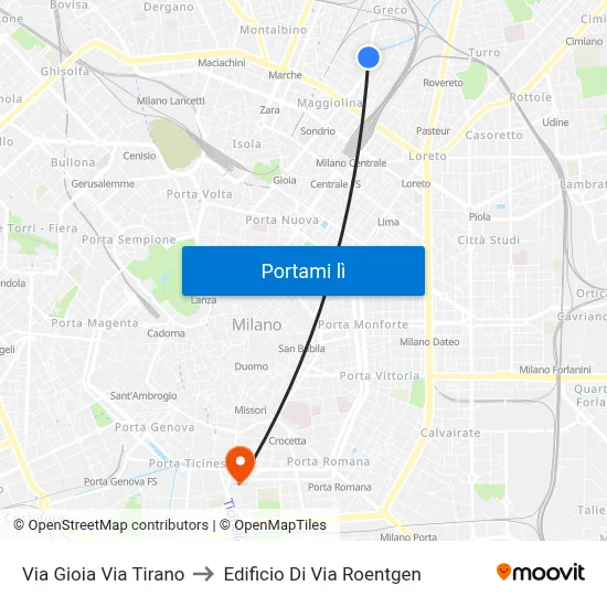 Via Gioia Via Tirano to Edificio Di Via Roentgen map