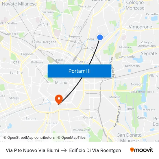 Via P.te Nuovo Via Biumi to Edificio Di Via Roentgen map