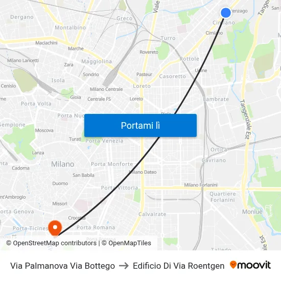 Via Palmanova Via Bottego to Edificio Di Via Roentgen map