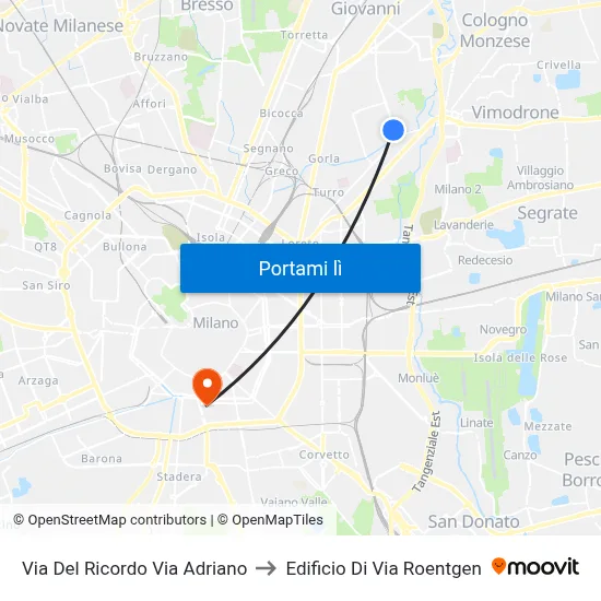 Via Del Ricordo Via Adriano to Edificio Di Via Roentgen map