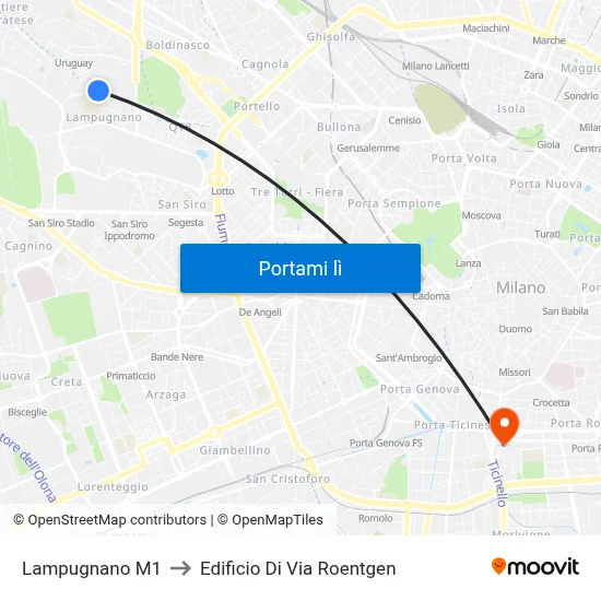 Lampugnano M1 to Edificio Di Via Roentgen map